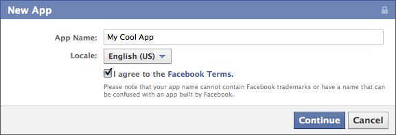 Create New App dialog
